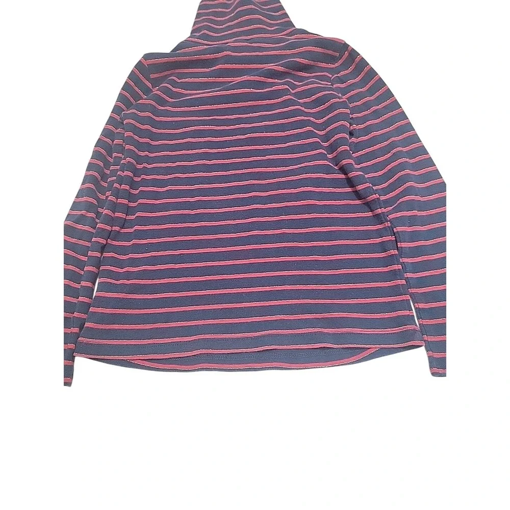 OshKosh Bgosh Girls Navy Red Striped Metallic Sparkle Turtleneck Top Size 7